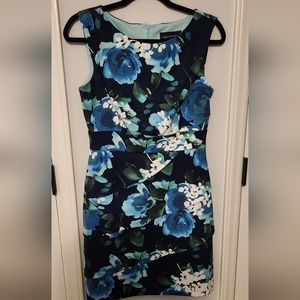 Navy blue sleeveless floral dress